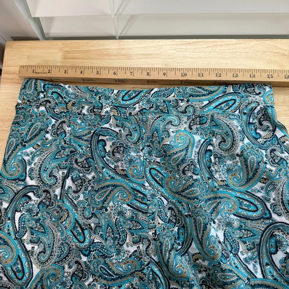 Michael Kors Wide Leg Palazzo Pants Women's Teal Paisely Cotton Classic - Medium